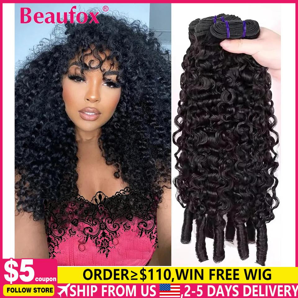 Beaufox Burmese Curly Hair Bundles Pixie Curly Bundles Human Hair Virgin Water Wave Human Hair