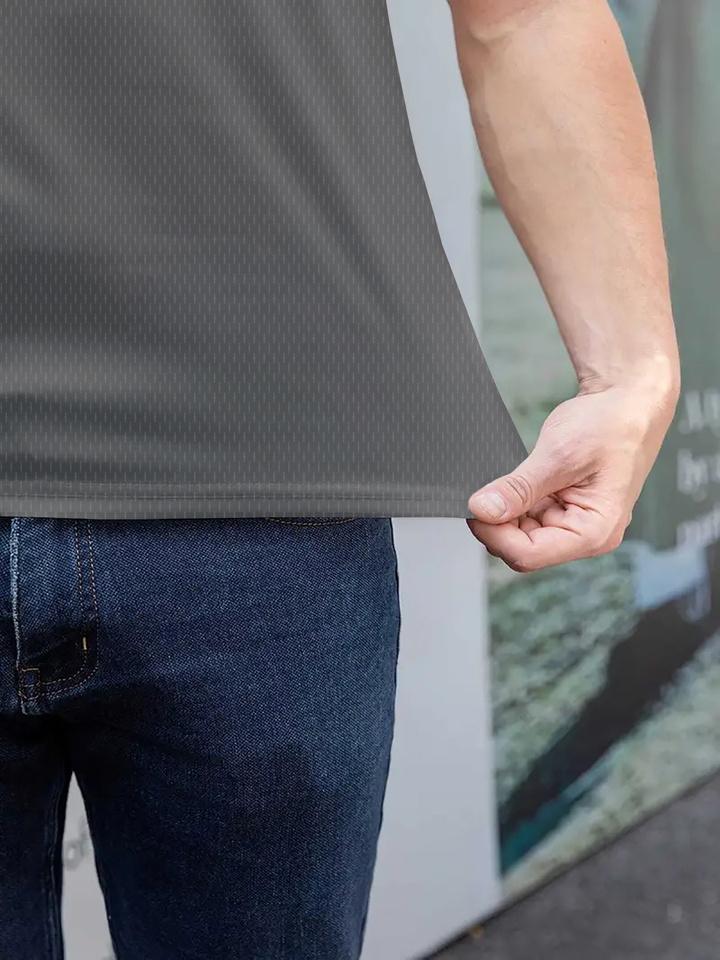 2026 Summer New Style Mens Short-Sleeved Polo Shirt with 3D Stripes Pattern Print - Street Casual