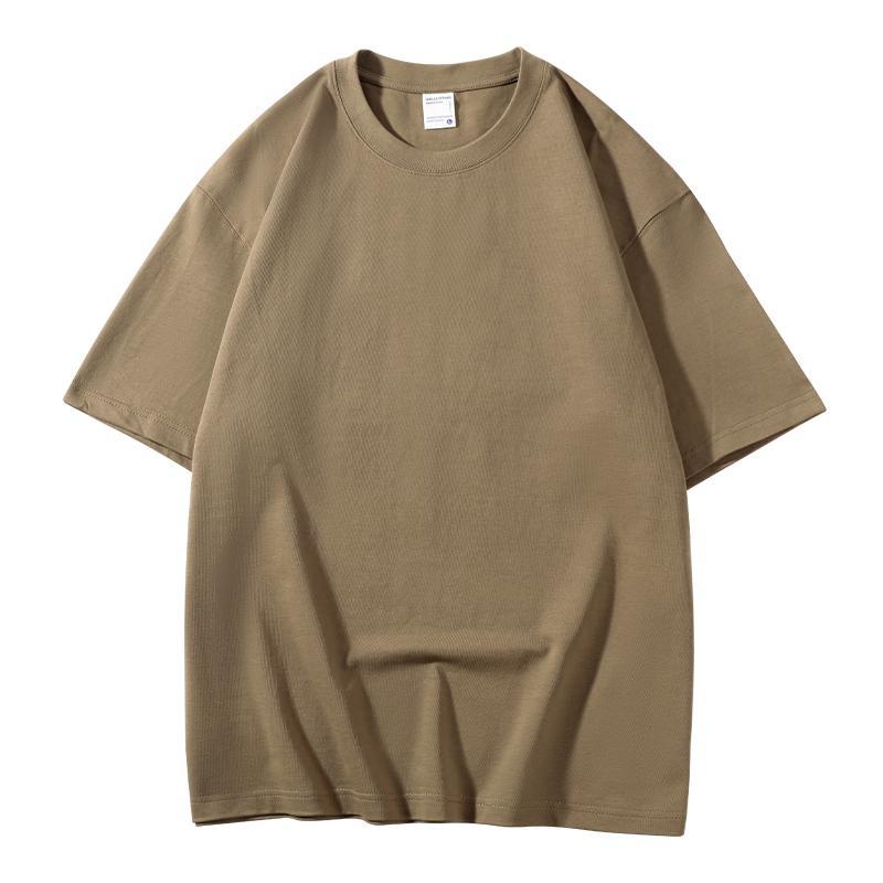 600G Pure Cotton Short-sleeve T-shirt for Men Loose-fitting Base Shirt with Small Neckline