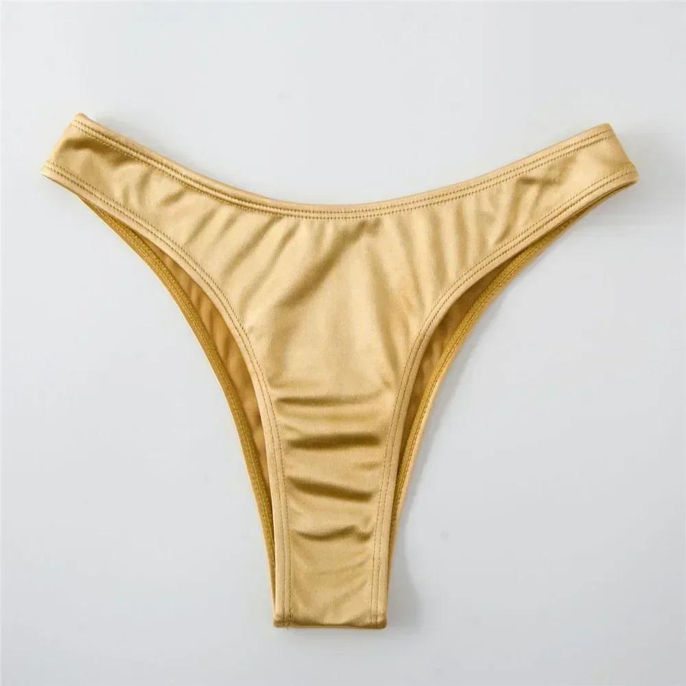 Sexy U Shaped Bandeau Bikinis Sets Mujer Strapless Swimwear Women Gold Swimsuit Bathing Suit