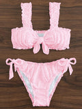 Circyy Ruffle Bikini Set Women Sexy Swimsuit Two-Piece Lace Up Bow Backless Female Swimwear Bathing
