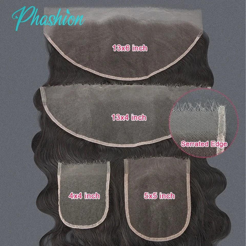 Phashion HD 13x6 13x4 Lace Frontal Straight Pre Plucked 4X4 5x5 6x6 Swiss Full Body Closure Only