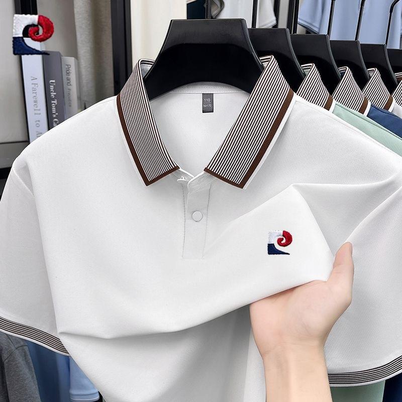 New mens high-quality ice silk short sleeved polo shirt summer fashion casual comfortable breathable