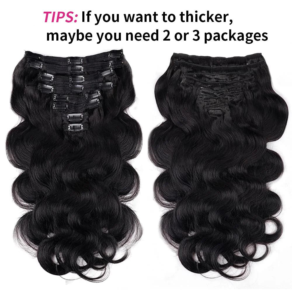 Clip In Hair Extensions Brazilian Body Wave 100% Unprocessed Brazilian Remy Virgin Human Hair Clip