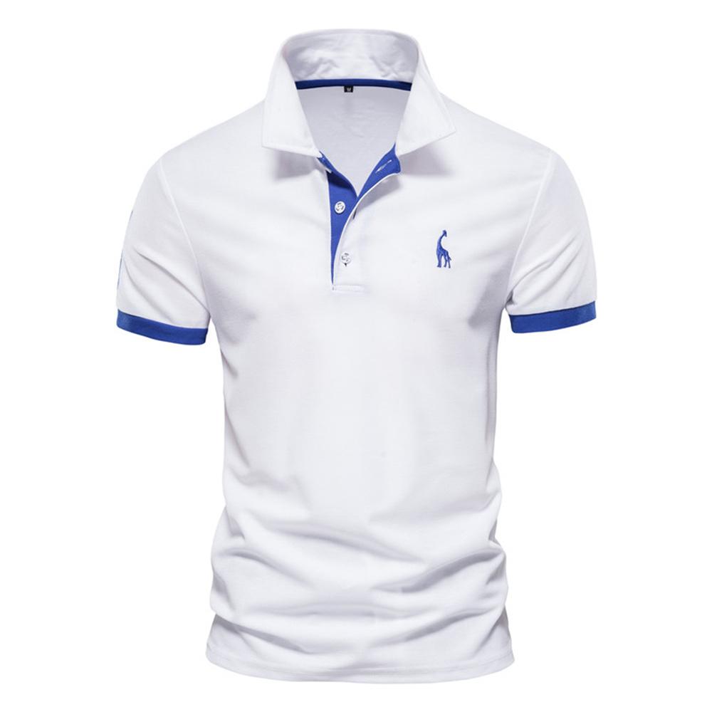 Dropshipping Polo Giraffe Shirt Men Quality Embroidery Summer Short Sleeve Polo Casual Business