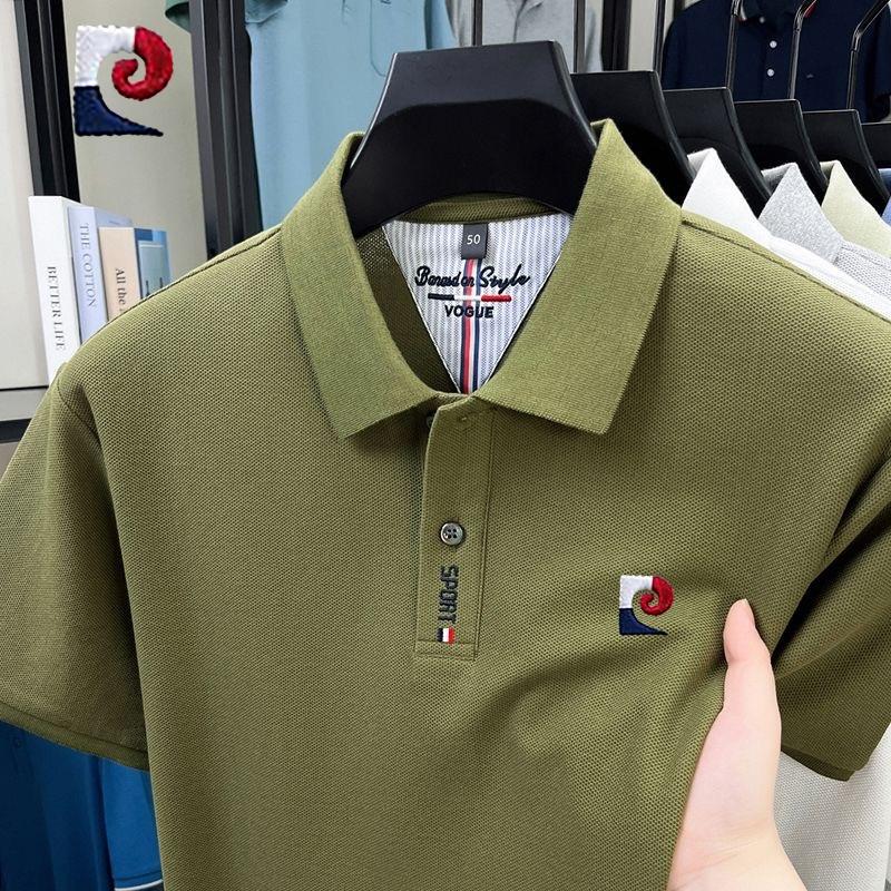 New summer mens high-quality casual short sleeved polo shirt trendy and fashionable sweat absorbing