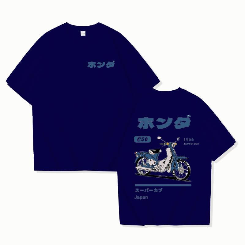 Fashion Loose T-Shirt Retro Summer Cartoon Anime Car Print Unisex Short Sleeve Round Neck Couples