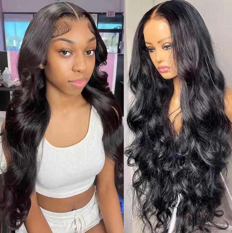 30 Inch 13x4 Lace Front Human Hair Wigs Body Wave 180% Density Remy Hair Glueless Wig Natural Color