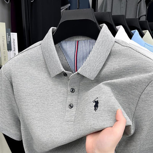 100 pure cotton short sleeved mens polo shirt summer fashion high-end brand pony embroidery golf top