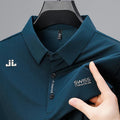 New Mens Business Casual Short Sleeved Shirt with Badge Solid Color Polo Shirt Fashionable