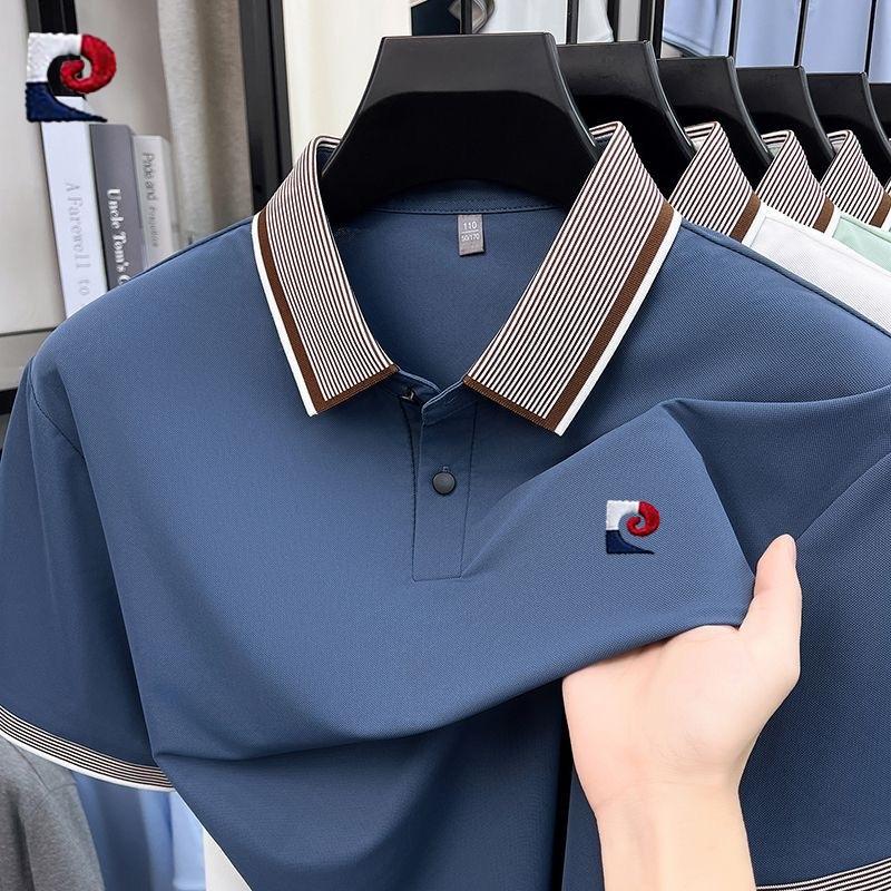 New mens high-quality ice silk short sleeved polo shirt summer fashion casual comfortable breathable