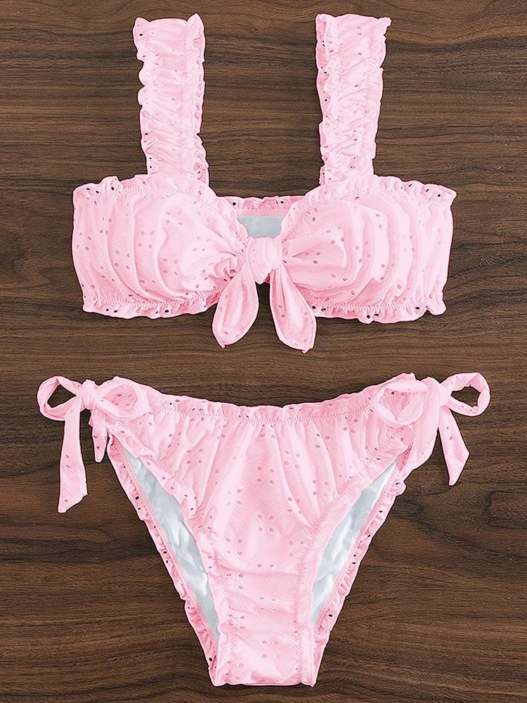 Circyy Ruffle Bikini Set Women Sexy Swimsuit Two-Piece Lace Up Bow Backless Female Swimwear Bathing