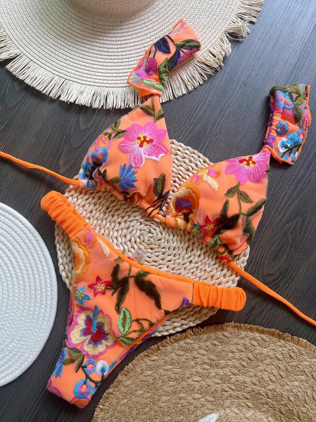RUOTONSEPT 2026 New Sexy Handmade Embroidery Bikini Set Women's Swimsuit Triangle Swimwear Bathing