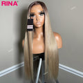 13x4 Dark Brown Blonde Straight Lace Front Human Hair 200 Density 13x6 Transparent Lace Frontal Wig