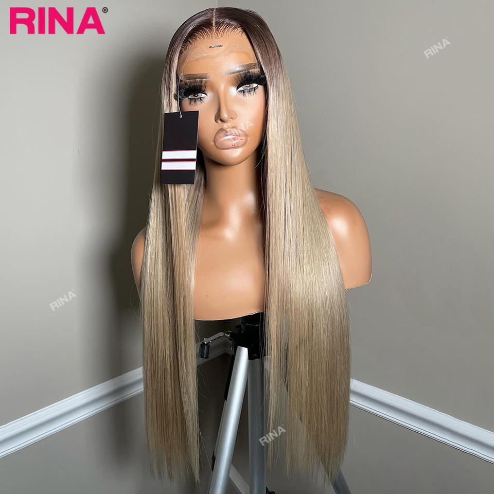 13x4 Dark Brown Blonde Straight Lace Front Human Hair 200 Density 13x6 Transparent Lace Frontal Wig