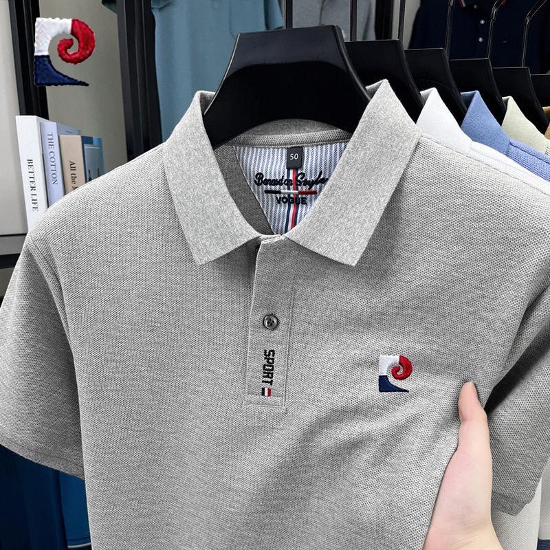 New summer mens high-quality casual short sleeved polo shirt trendy and fashionable sweat absorbing