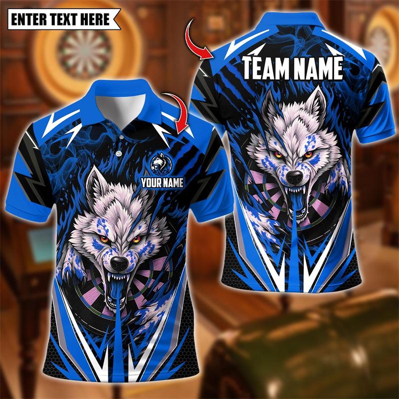 2026 New Wolf Graphic Darts Polo Shirts For Men Custom Name Team Name 3D Printed Polo Shirt Loose