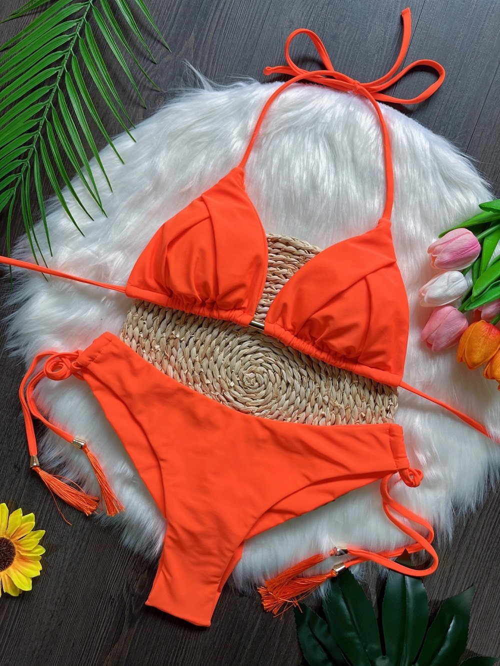 Sexy Folds Bikini Set Solid Micro Bikinis Women Swimsuit Female Triangle Swimwear Beach Wear Bathing