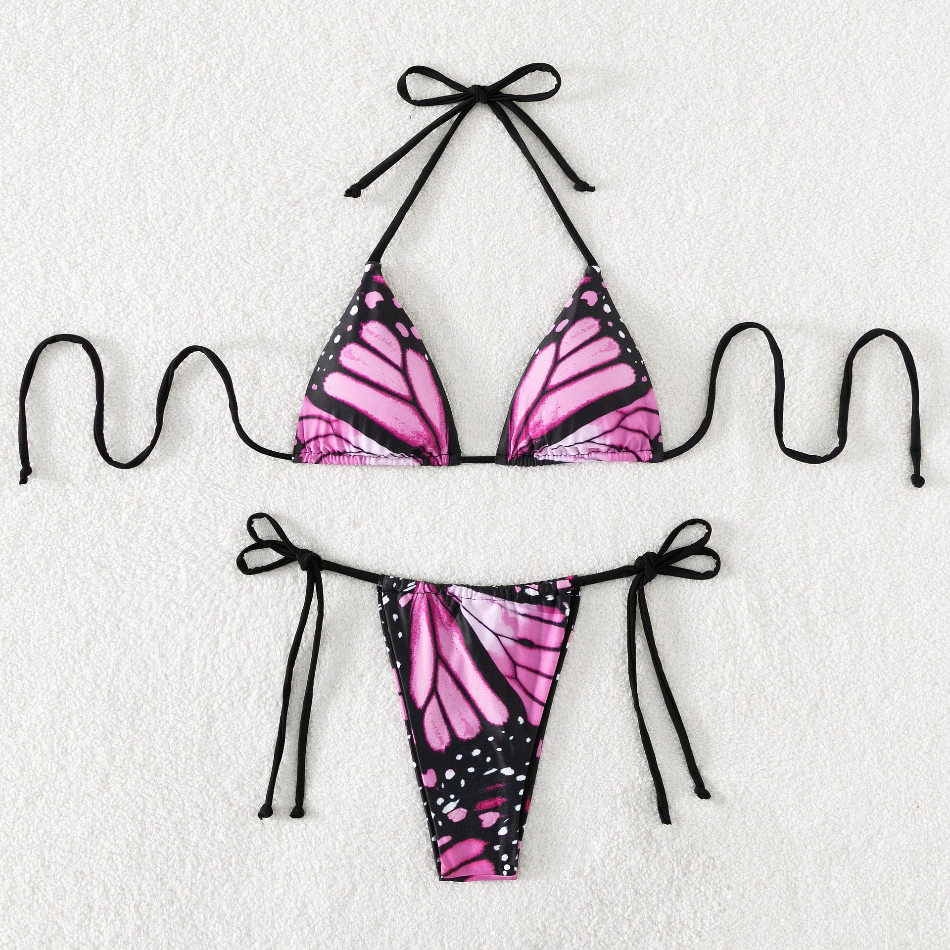 Sexy women butterfly print halter string micro bikini sets two pieces swimsuit Swimwear bathing suit
