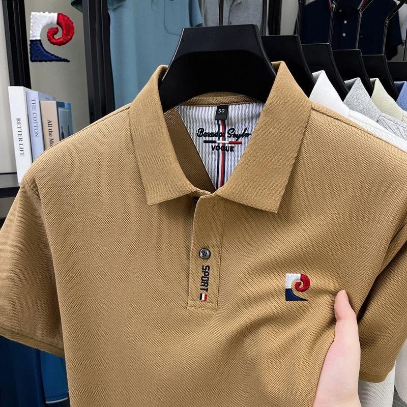 New summer mens high-quality casual short sleeved polo shirt trendy and fashionable sweat absorbing