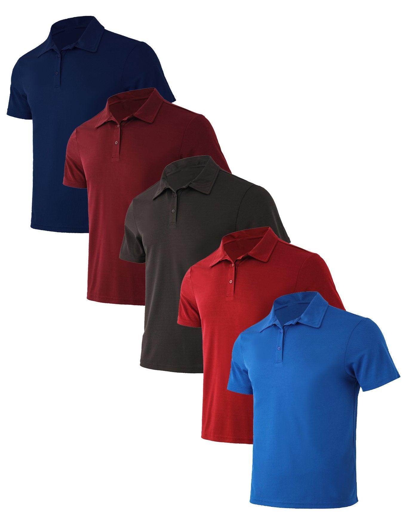 5-piece mens summer solid color short sleeved polo shirt breathable quick drying short sleeved top