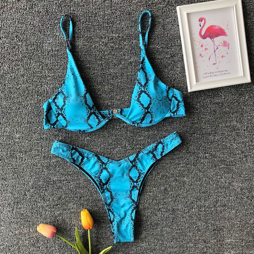 Micro Bikini 2026 Swimwear Women Sexy Yellow Leopard Snakeskin Print Underwire Swimsuit Beach