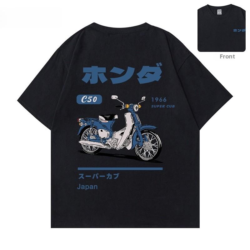 Fashion Loose T-Shirt Retro Summer Cartoon Anime Car Print Unisex Short Sleeve Round Neck Couples