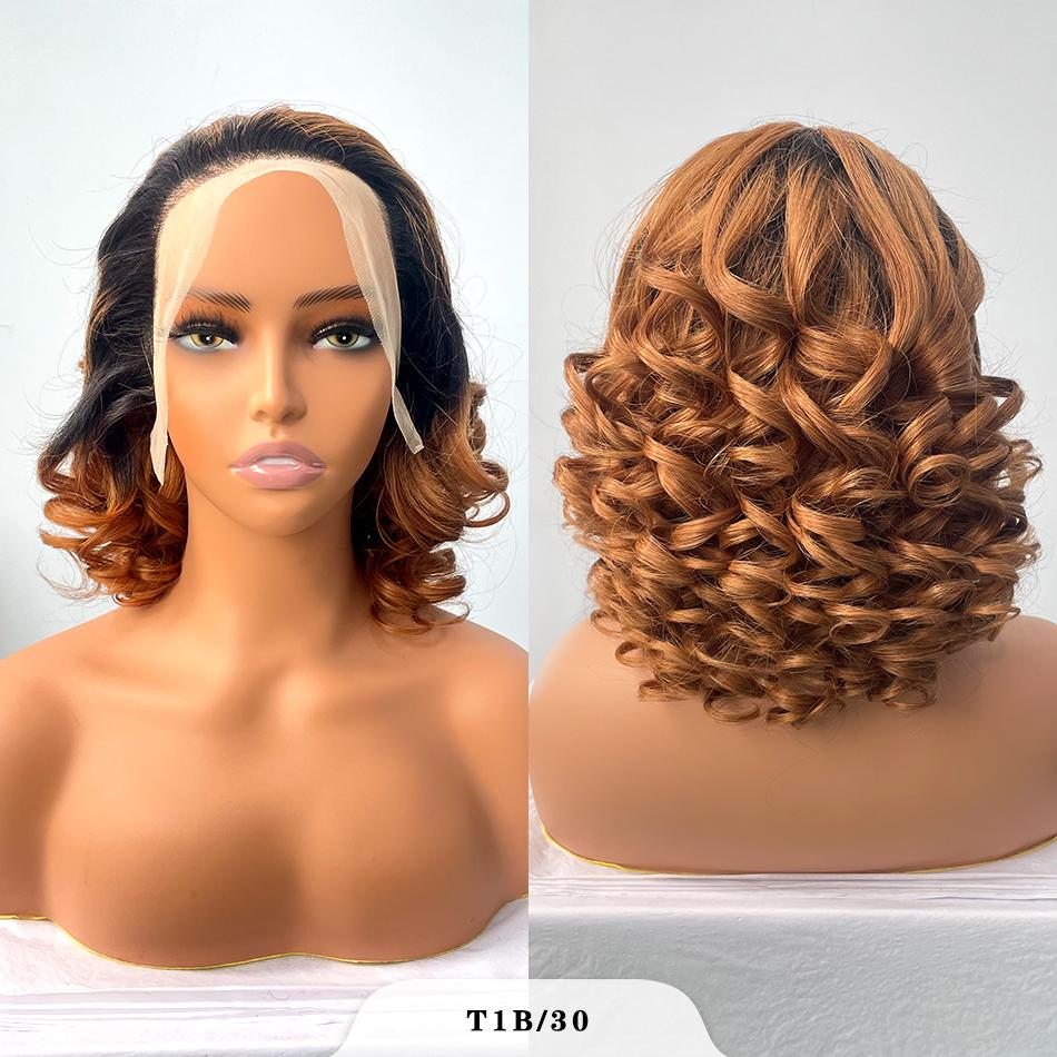 100% Vietnamese Raw Hair Wigs 250 Density Ombre Double Drawn Bouncy Curly Loose Wave 13x4 HD Lace