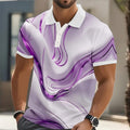 Mens Abstract Geometric Polo Short Sleeve Shirts Lapel Business Casual Athleisure Daily Wear 3D
