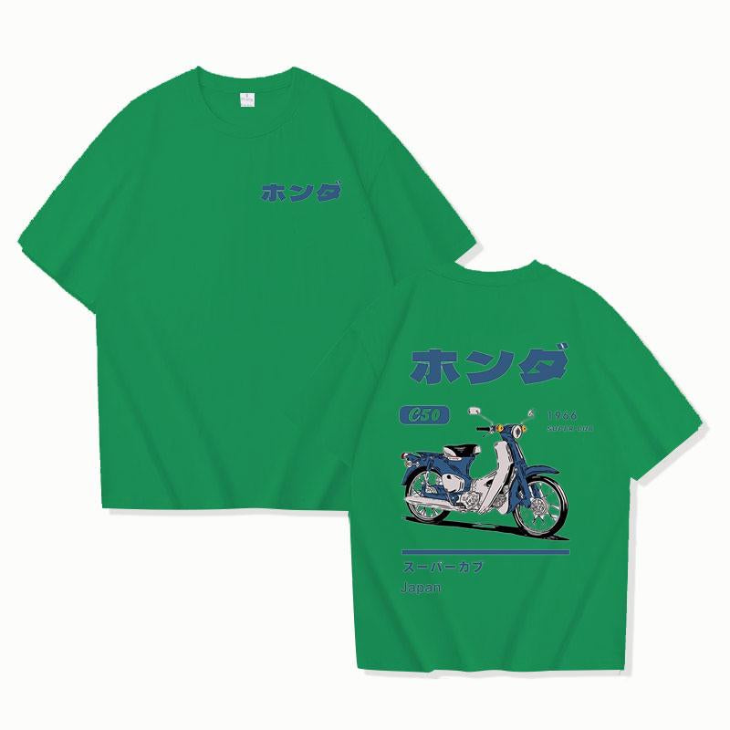 Fashion Loose T-Shirt Retro Summer Cartoon Anime Car Print Unisex Short Sleeve Round Neck Couples