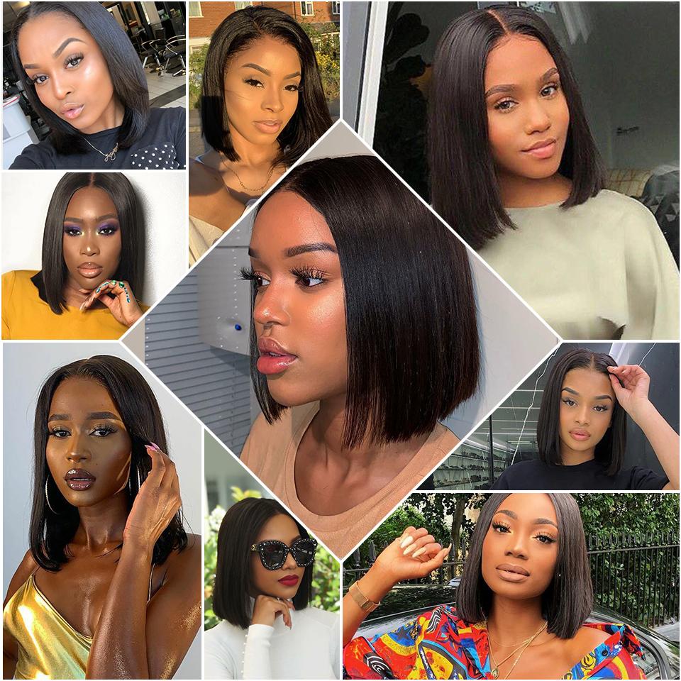 Short Bob Wig Transparent Lace Frontal Wigs Human Hair 100% Straight Bob Wigs Pre Plucked 13x4 Lace