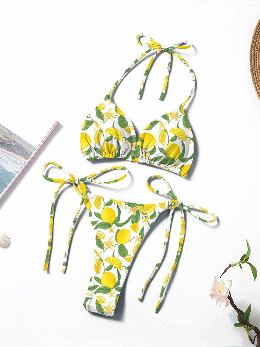New European and American Style Solid Color Sexy Lace-Up Hot Girl Style Fashionable Bikini Swimwear