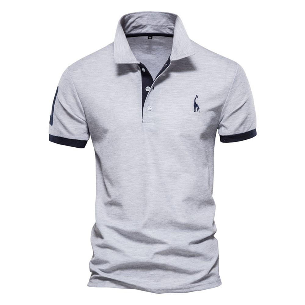 Dropshipping Polo Giraffe Shirt Men Quality Embroidery Summer Short Sleeve Polo Casual Business