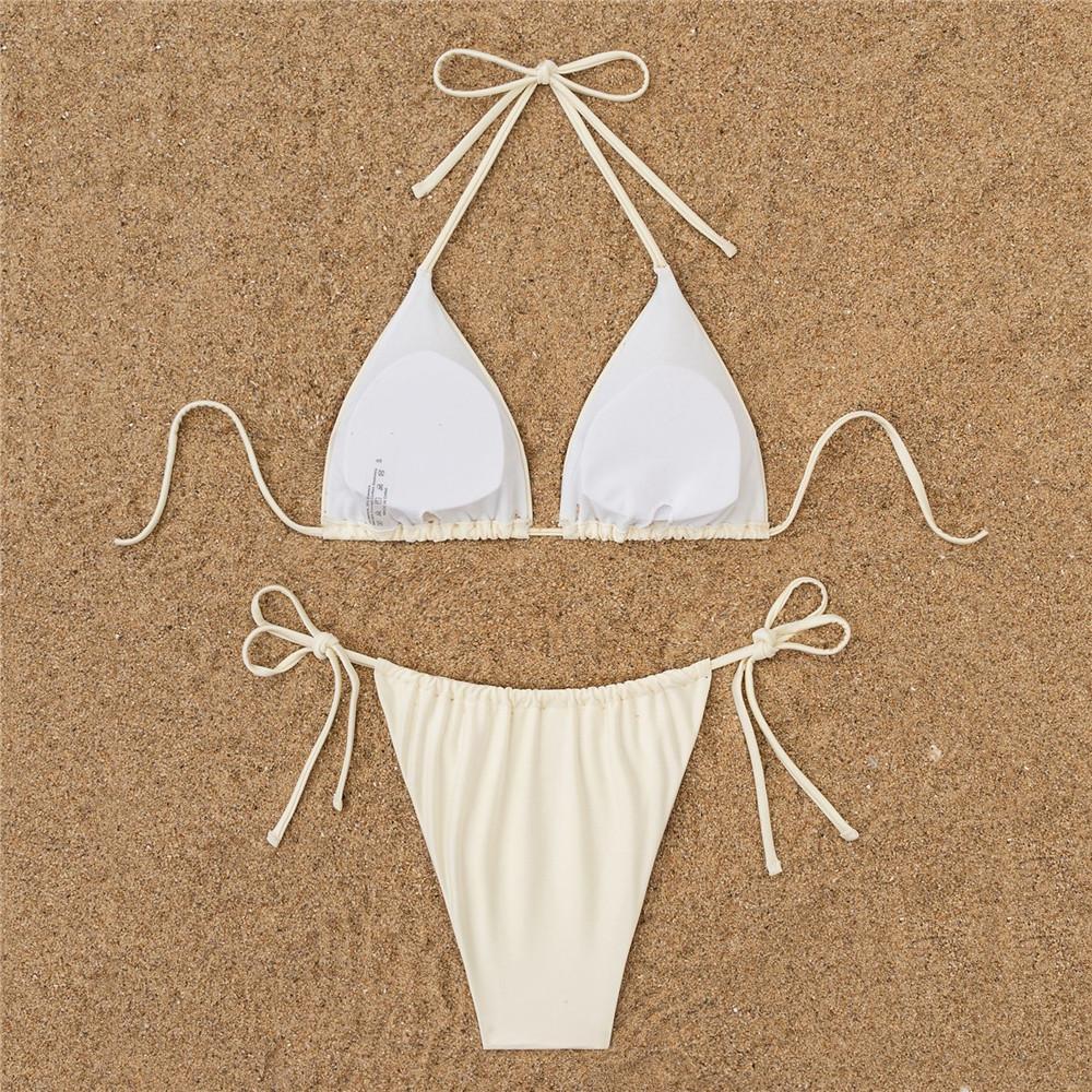Beading Coconut Tree Ornament Swimwear Halter String Triangle Sexy Bikinis Sets Micro Thong Swimsuit