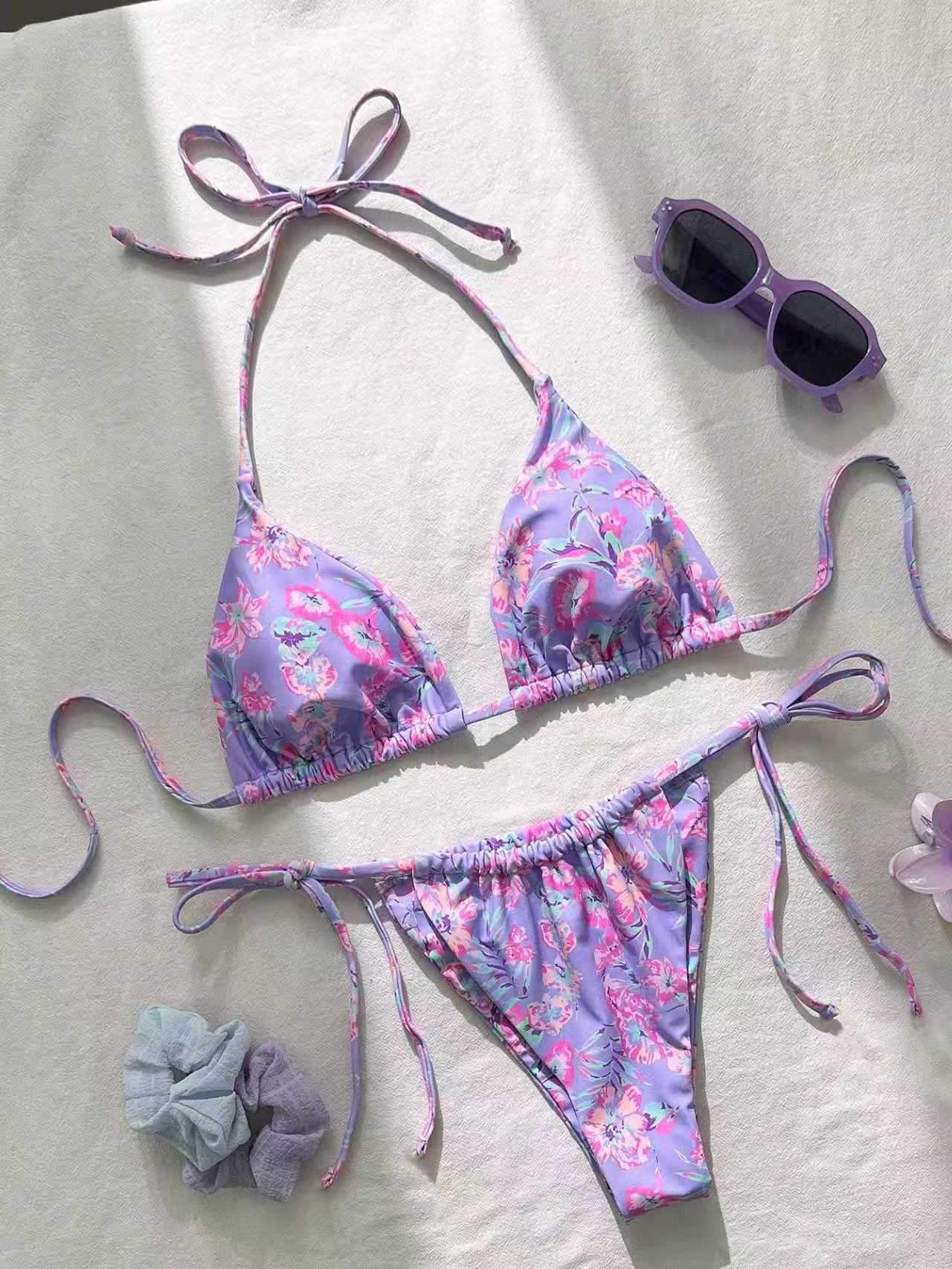 New Style Printed Fresh and Sexy Fashionable Women's Two-Piece Strappy Bikini Swimsuit