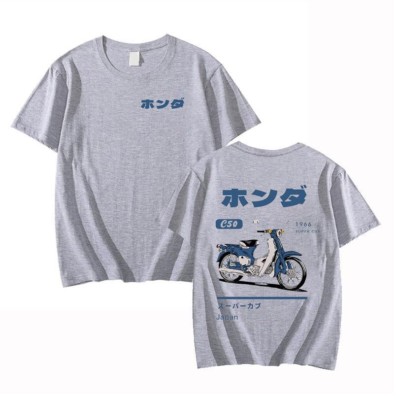 Fashion Loose T-Shirt Retro Summer Cartoon Anime Car Print Unisex Short Sleeve Round Neck Couples