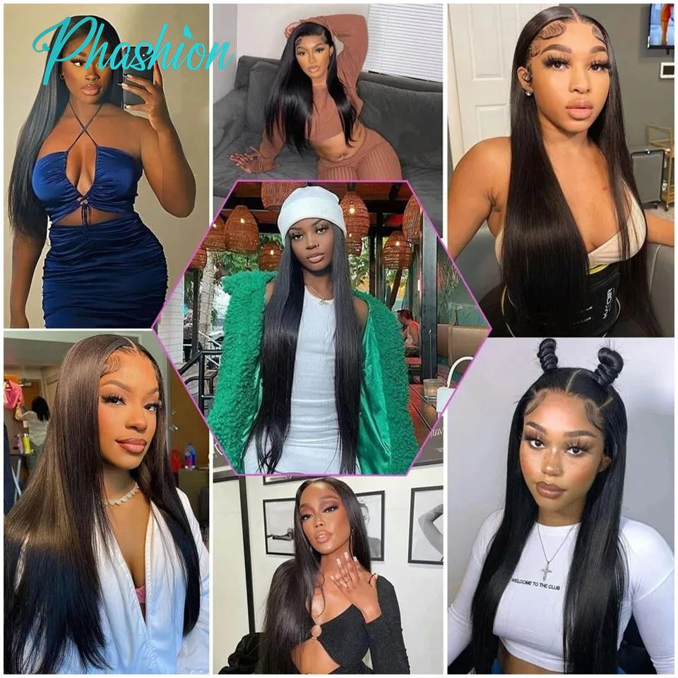 Phashion HD 13x6 13x4 Lace Frontal Straight Pre Plucked 4X4 5x5 6x6 Swiss Full Body Closure Only