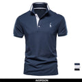 AIOPESON Cotton Mens Polos Giraffe Embroidery Short Sleeve Polo Shirts for Men High Quality Brand