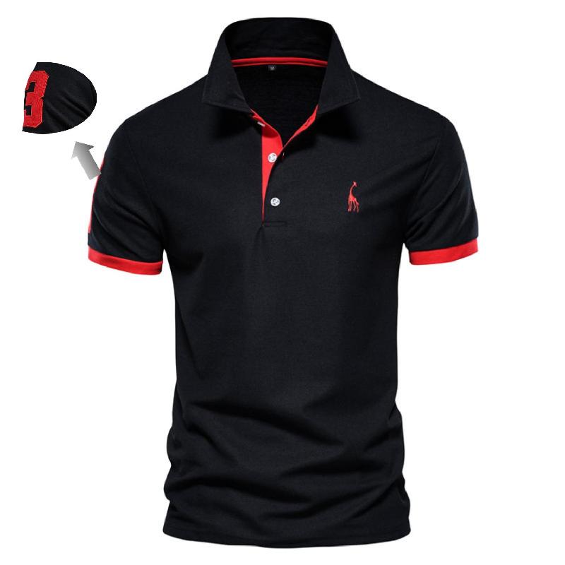 AIOPESON Cotton Mens Polos Giraffe Embroidery Short Sleeve Polo Shirts for Men High Quality Brand