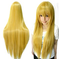 80cm Straight Synthetic Cosplay Wig White Purple Green Silver Pink Lolita Hairpiece with Bangs Long