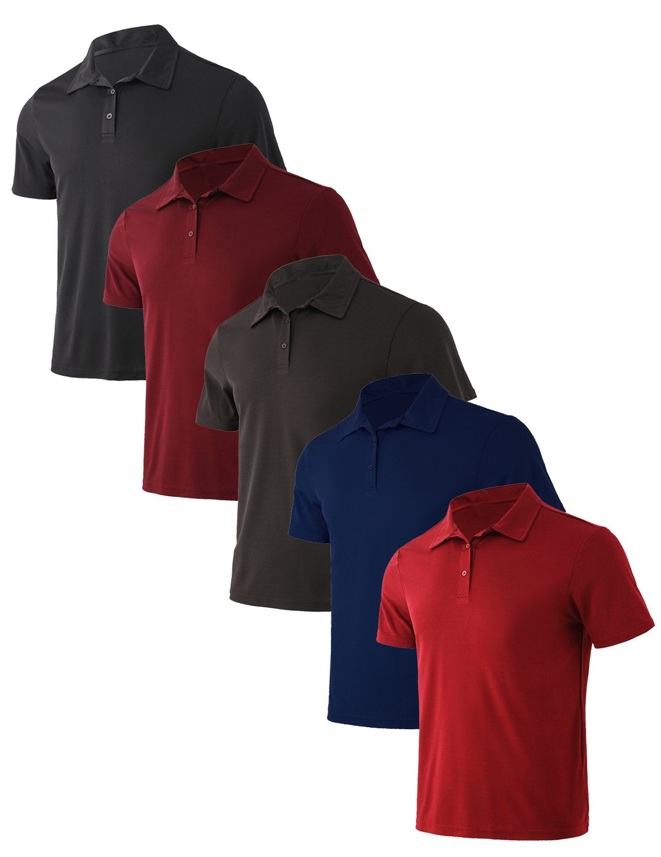 5-piece mens summer solid color short sleeved polo shirt breathable quick drying short sleeved top