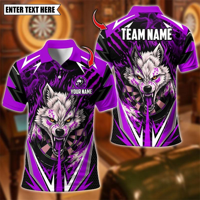 2026 New Wolf Graphic Darts Polo Shirts For Men Custom Name Team Name 3D Printed Polo Shirt Loose