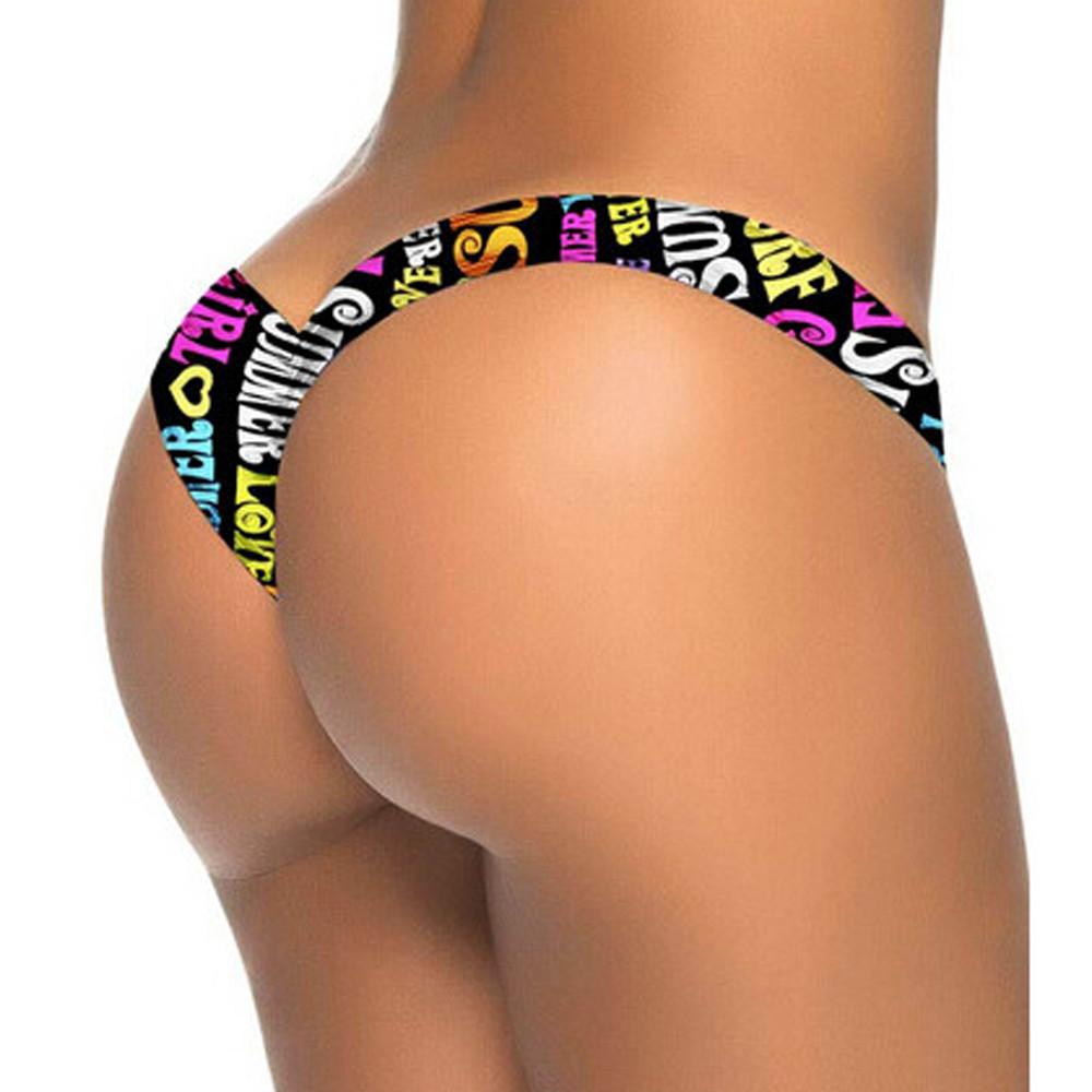 Women Brazilian Print Bikini Bottom Thong Bathing Beach Swimsuit Swimwear Bathing Suit for Women