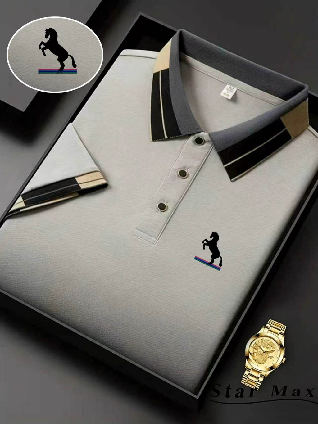 Mens luxury short sleeve polo shirt with horse embroidery Milan style summer casual t shirt men