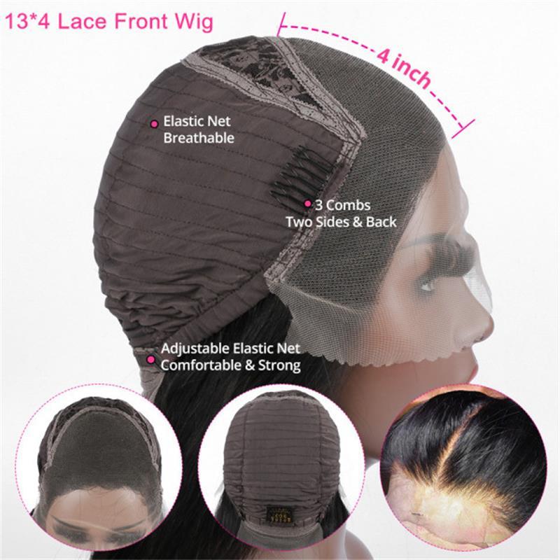13x4 Short Bob Wig Lace Front Human Wigs For Black Women Peruvian Deep Wave Bob Wig Pre-plucked Remy