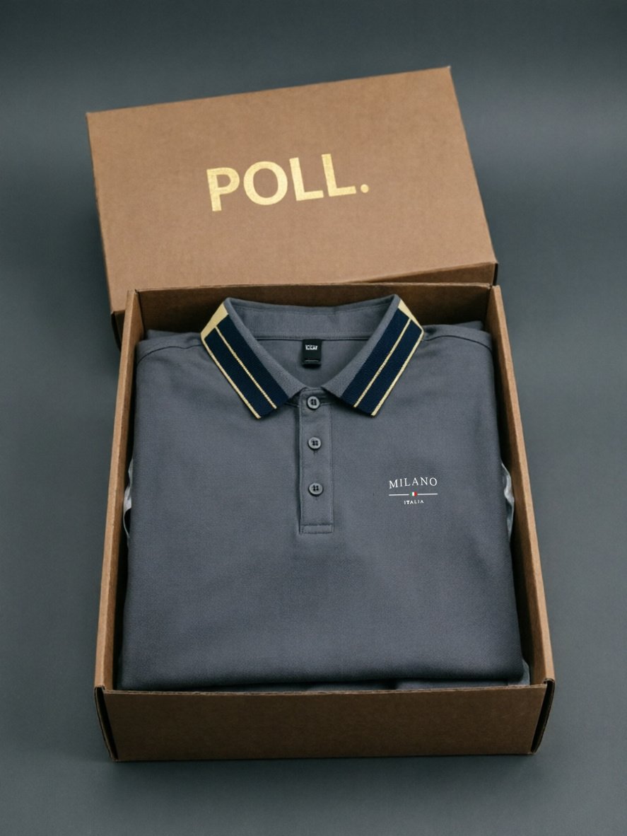 Classic White Polo Shirt with Contrast Collar and Embroidered