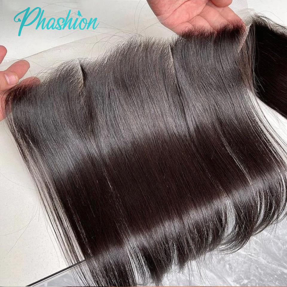 Phashion Ear to Ear 13X4 Lace Frontal Straight 4x4 5X5 Closure Only Body Wave Pre Plucked Swiss