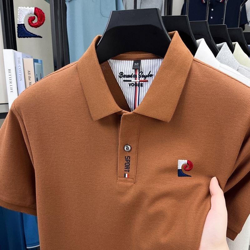 New summer mens high-quality casual short sleeved polo shirt trendy and fashionable sweat absorbing