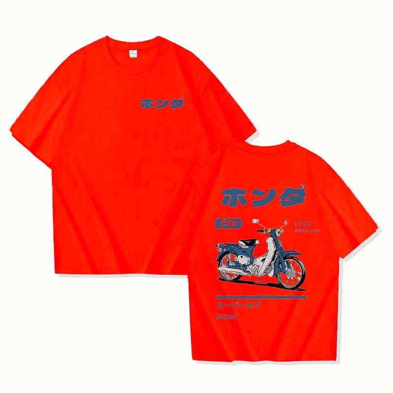 Fashion Loose T-Shirt Retro Summer Cartoon Anime Car Print Unisex Short Sleeve Round Neck Couples
