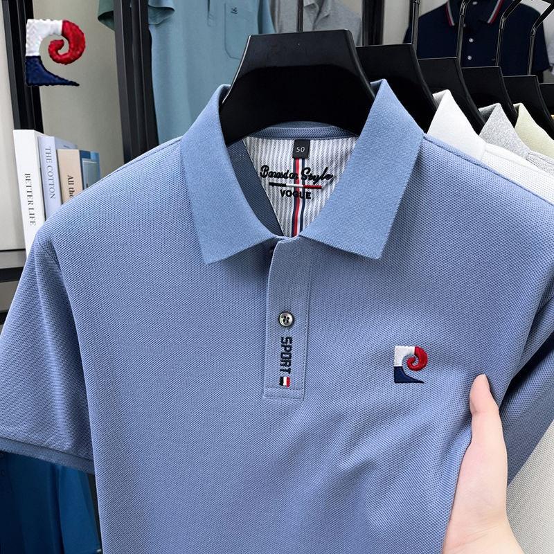 New summer mens high-quality casual short sleeved polo shirt trendy and fashionable sweat absorbing